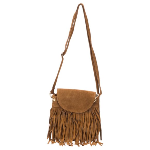 PERSAMAN NEW YORK Made In Italy Suede Fringe Crossbody